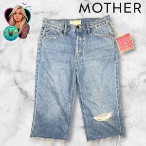 MOTHER Jeans Womens 29 The Half Eaten Fray All You Cannot Eat Light Wash 32x18